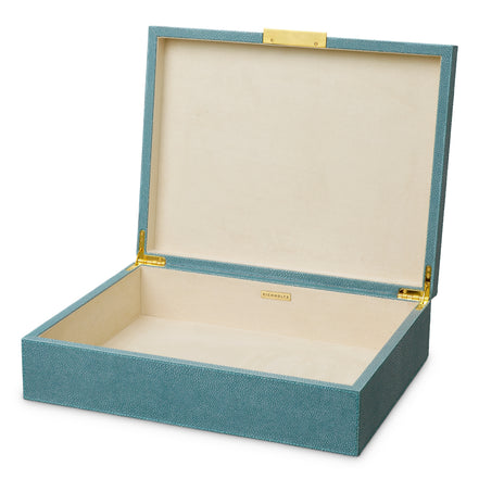 Cutie decorativă Menton L, șagrin artificial albastru