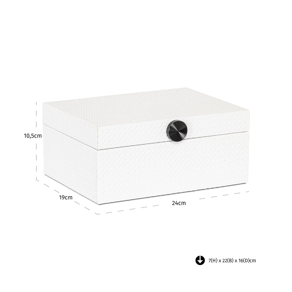 Cutie decorativă Myrth, alb, mare – desen tehnic cu dimensiuni