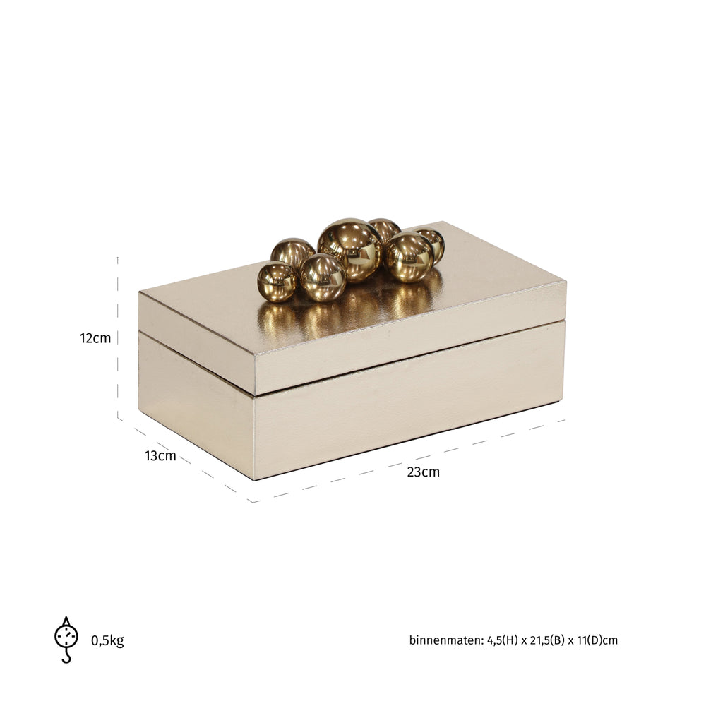Cutie decorativă Norah, auriu – desen tehnic cu dimensiuni