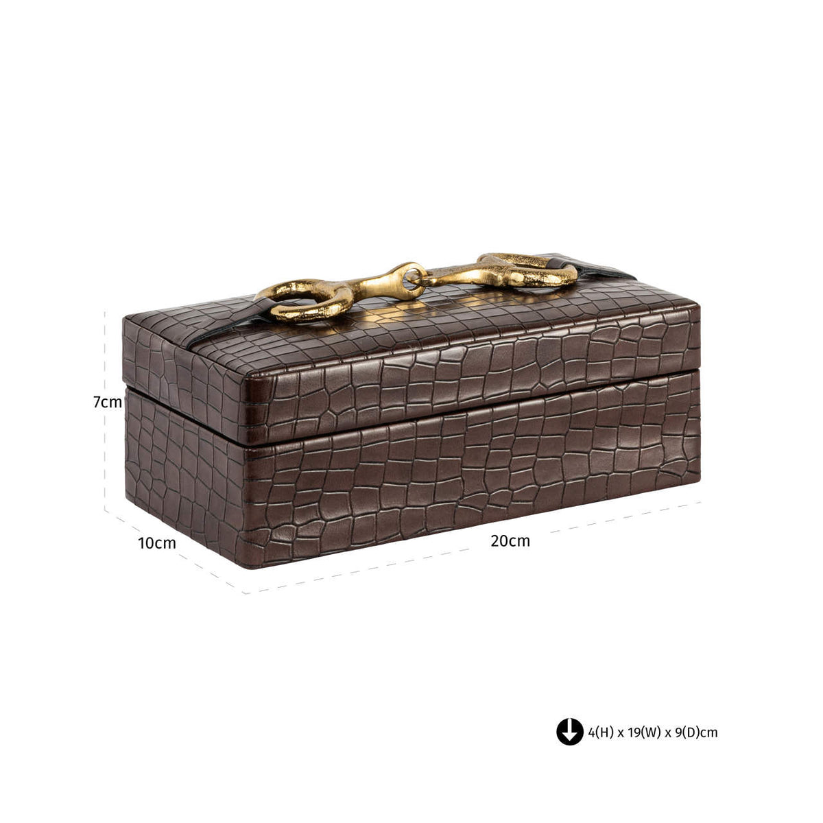 Cutie decorativă Rex, maro închis, mică – desen tehnic cu dimensiuni