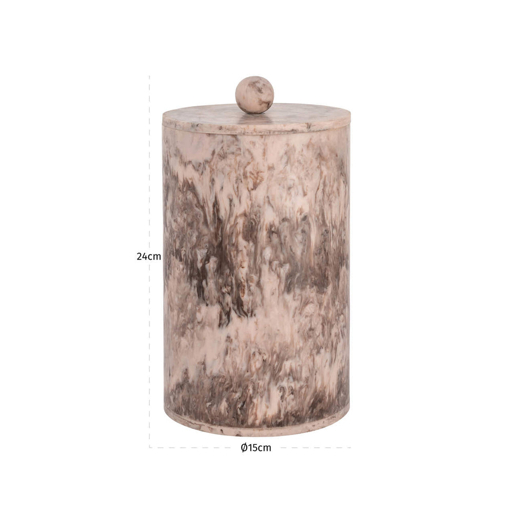 Cutie decorativă Rosaline, maro ciocolatiu, borcan de depozitare mic – desen tehnic cu dimensiuni