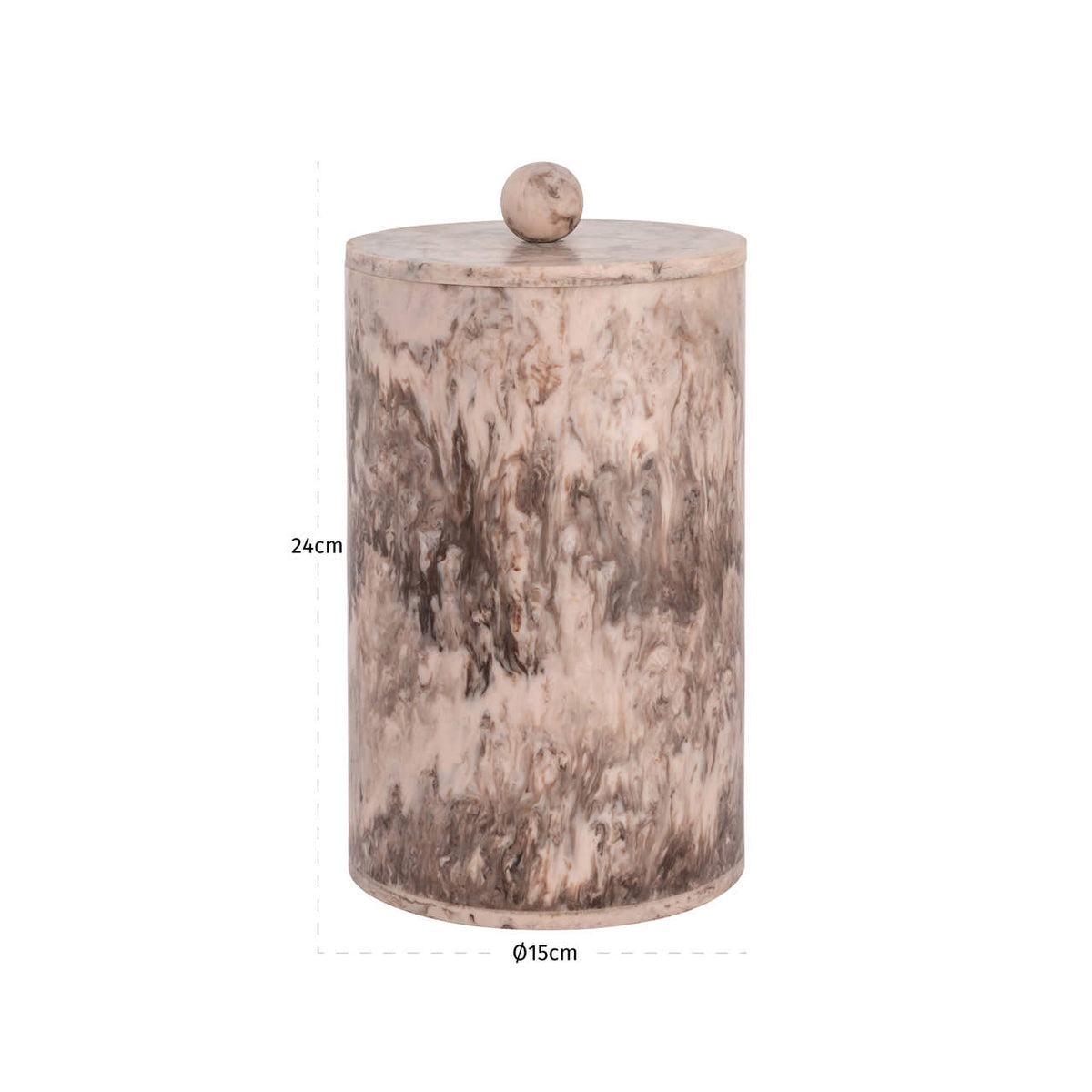 Cutie decorativă Rosaline, maro ciocolatiu, borcan de depozitare mic – desen tehnic cu dimensiuni