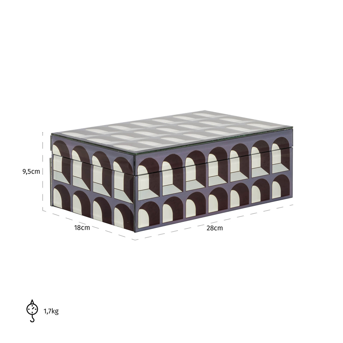 Cutie decorativă Vaya, negru, mare – desen tehnic cu dimensiuni