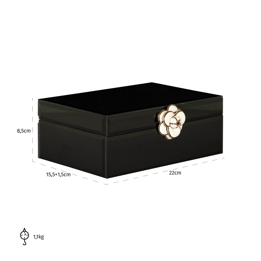 Cutie decorativă Vivy, negru, mică – desen tehnic cu dimensiuni