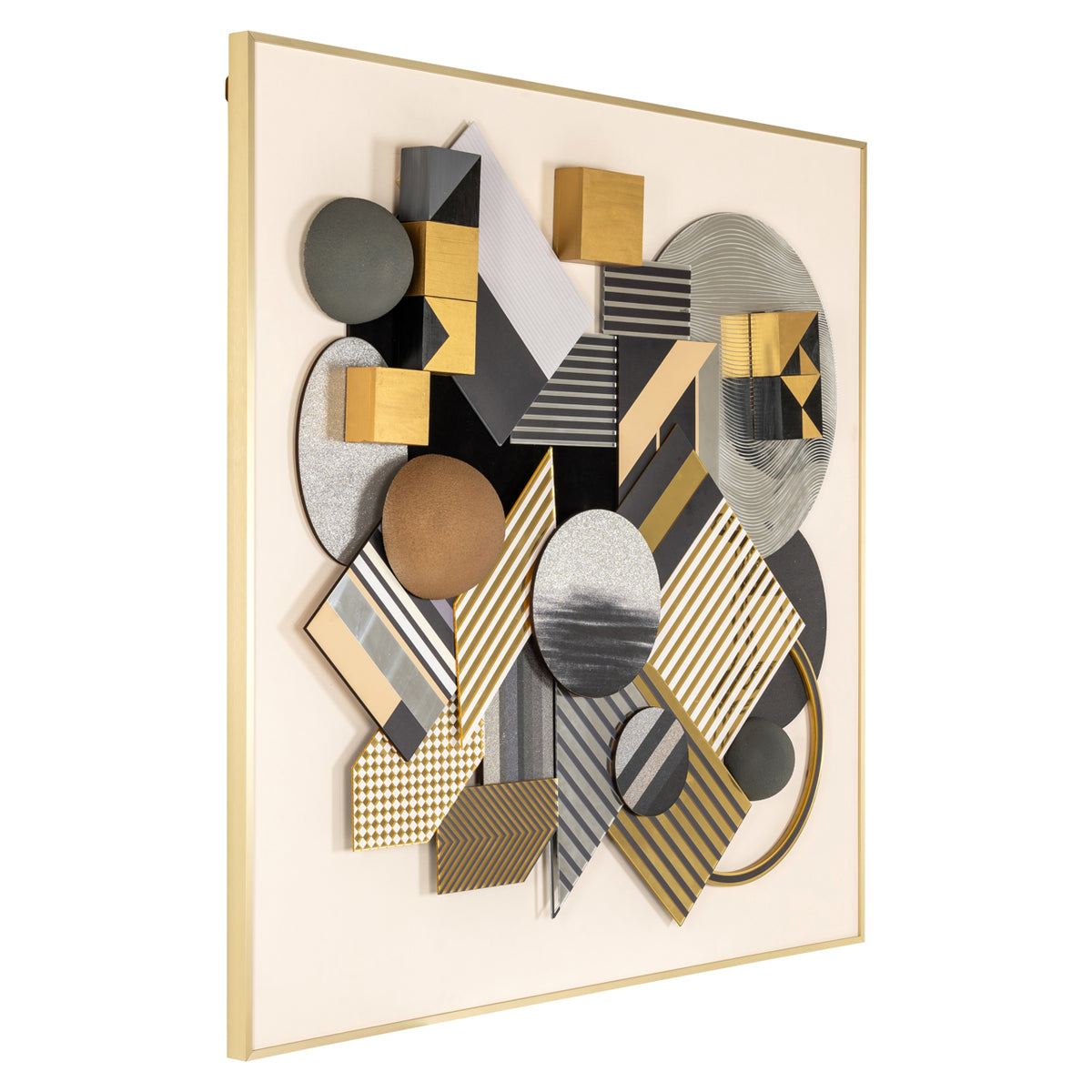 Decorațiune de perete 3D Block, negru/auriu