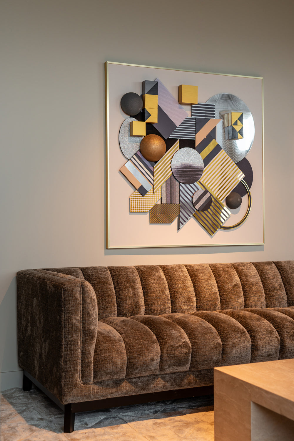 Decorațiune de perete 3D Block, negru/auriu – ambient