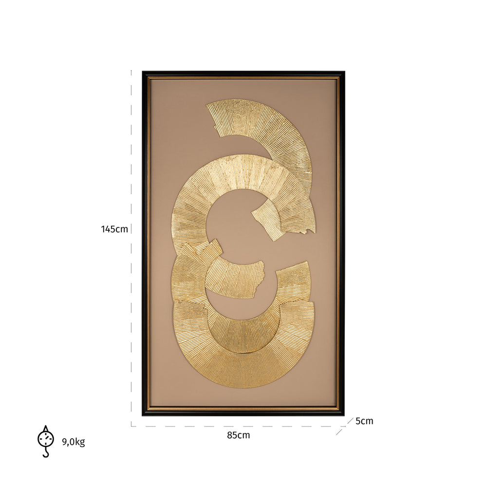 Decorațiune de perete Eden, negru/auriu – desen tehnic cu dimensiuni