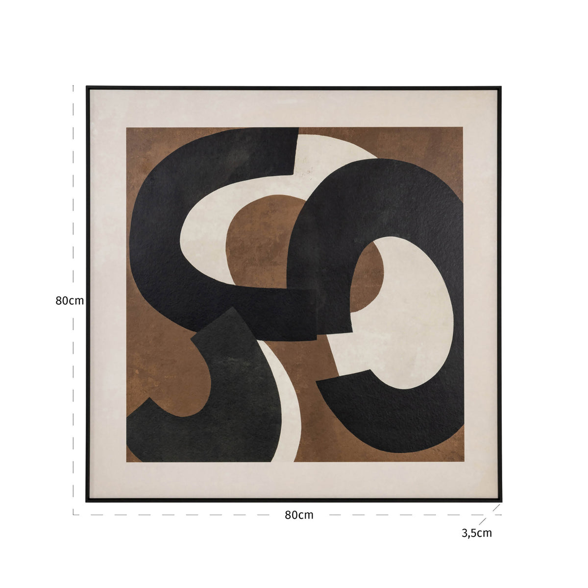 Decorațiune de perete Euphoria, maro, dreapta – desen tehnic cu dimensiuni