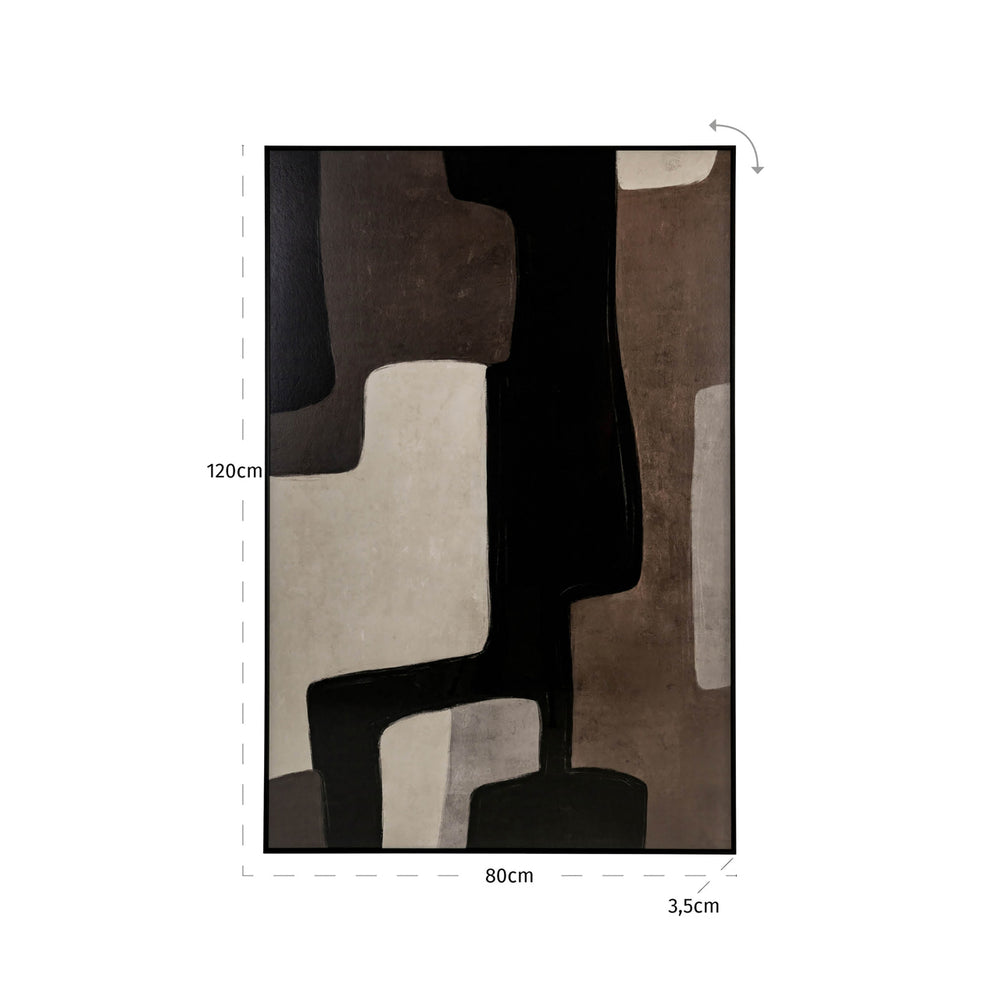 Decorațiune de perete Mirage, maro, dreapta – desen tehnic cu dimensiuni