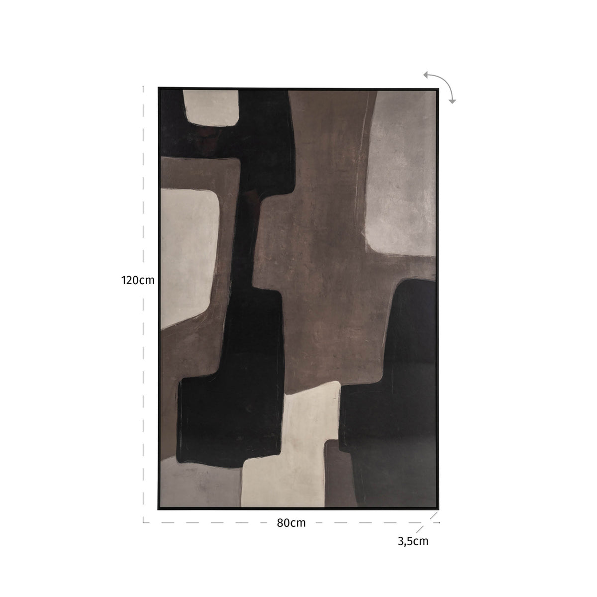 Decorațiune de perete Mirage, maro, stânga – desen tehnic cu dimensiuni