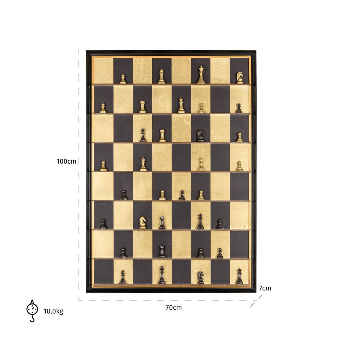 Decorațiune de perete Nala, negru/auriu – desen tehnic cu dimensiuni