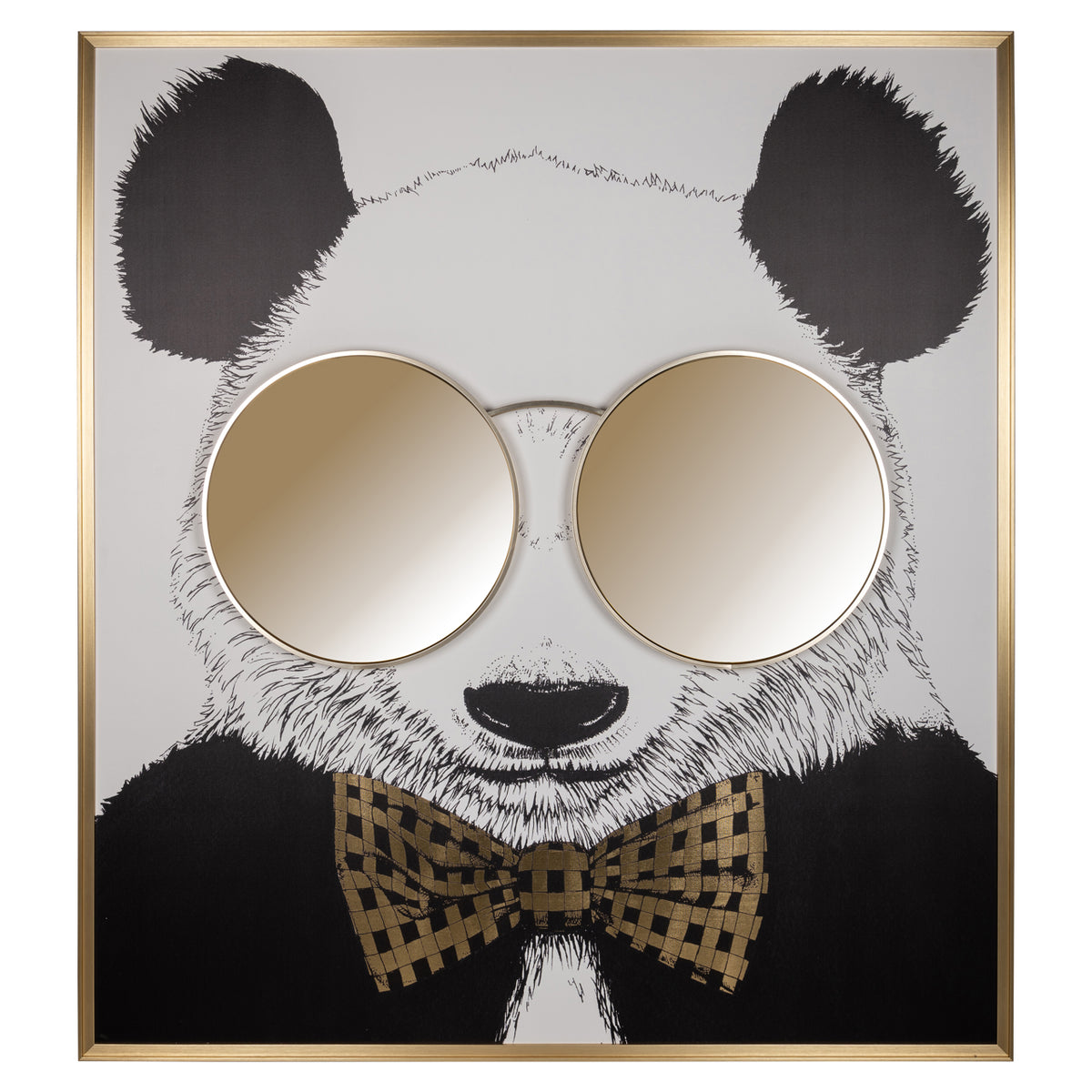 Decorațiune de perete Panda, negru/auriu