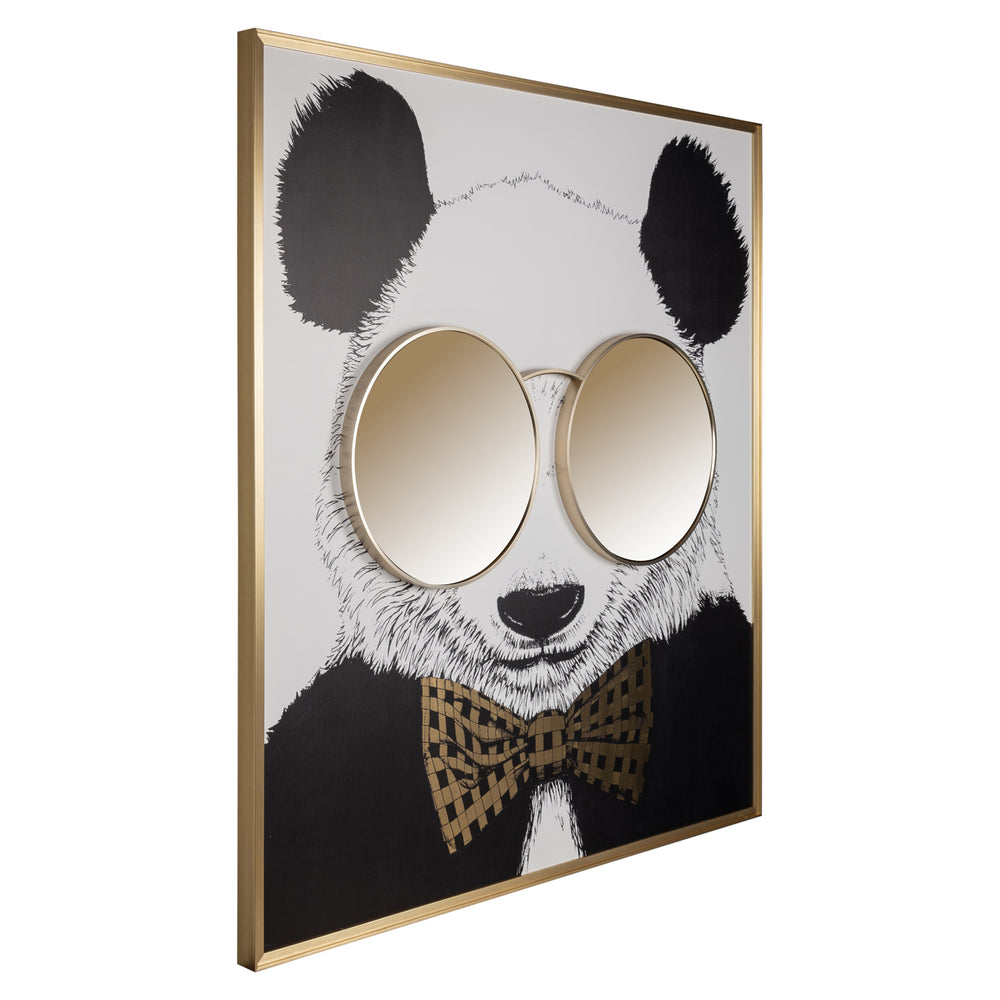Decorațiune de perete Panda, negru/auriu