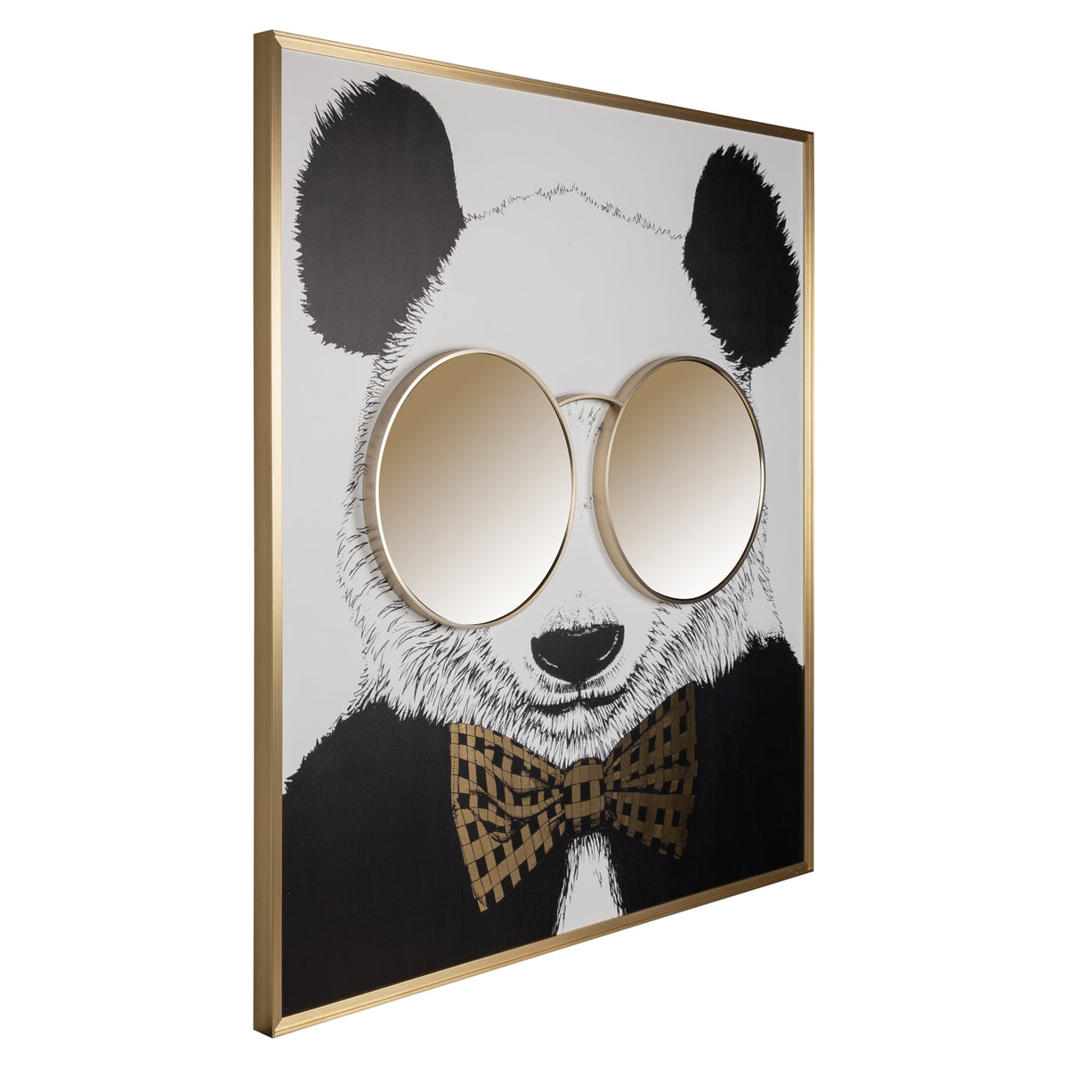Decorațiune de perete Panda, negru/auriu