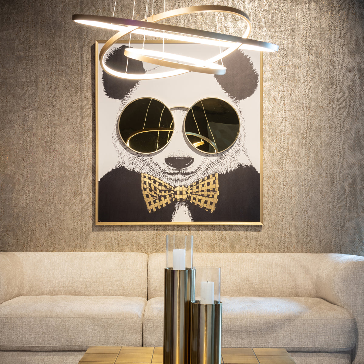 Decorațiune de perete Panda, negru/auriu