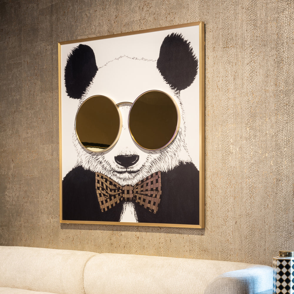 Decorațiune de perete Panda, negru/auriu