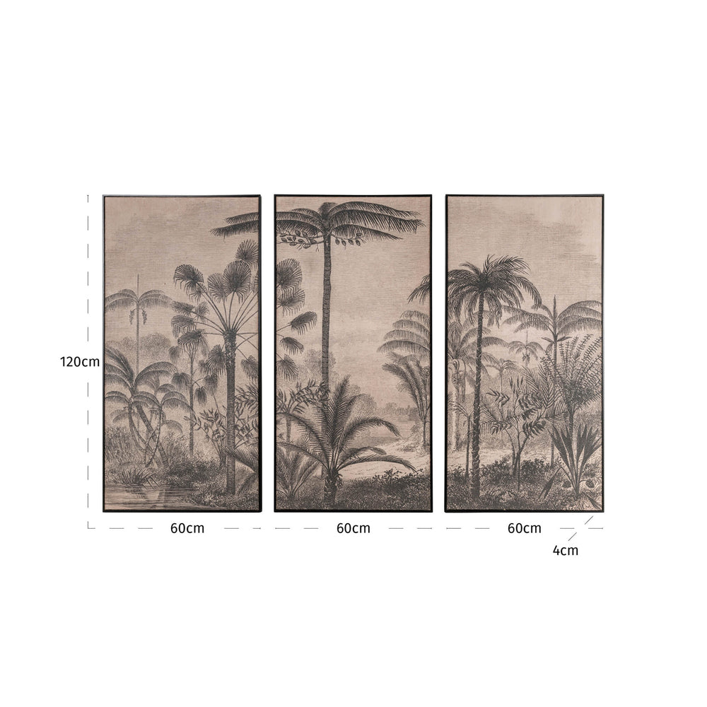 Decorațiune de perete Rhapsody, maro (set de 3) – desen tehnic cu dimensiuni