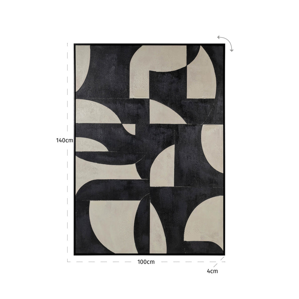 Decorațiune de perete Splendor, negru – desen tehnic cu dimensiuni