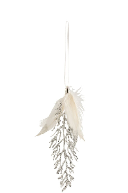 J-Line decoratiune brad alb/argintie