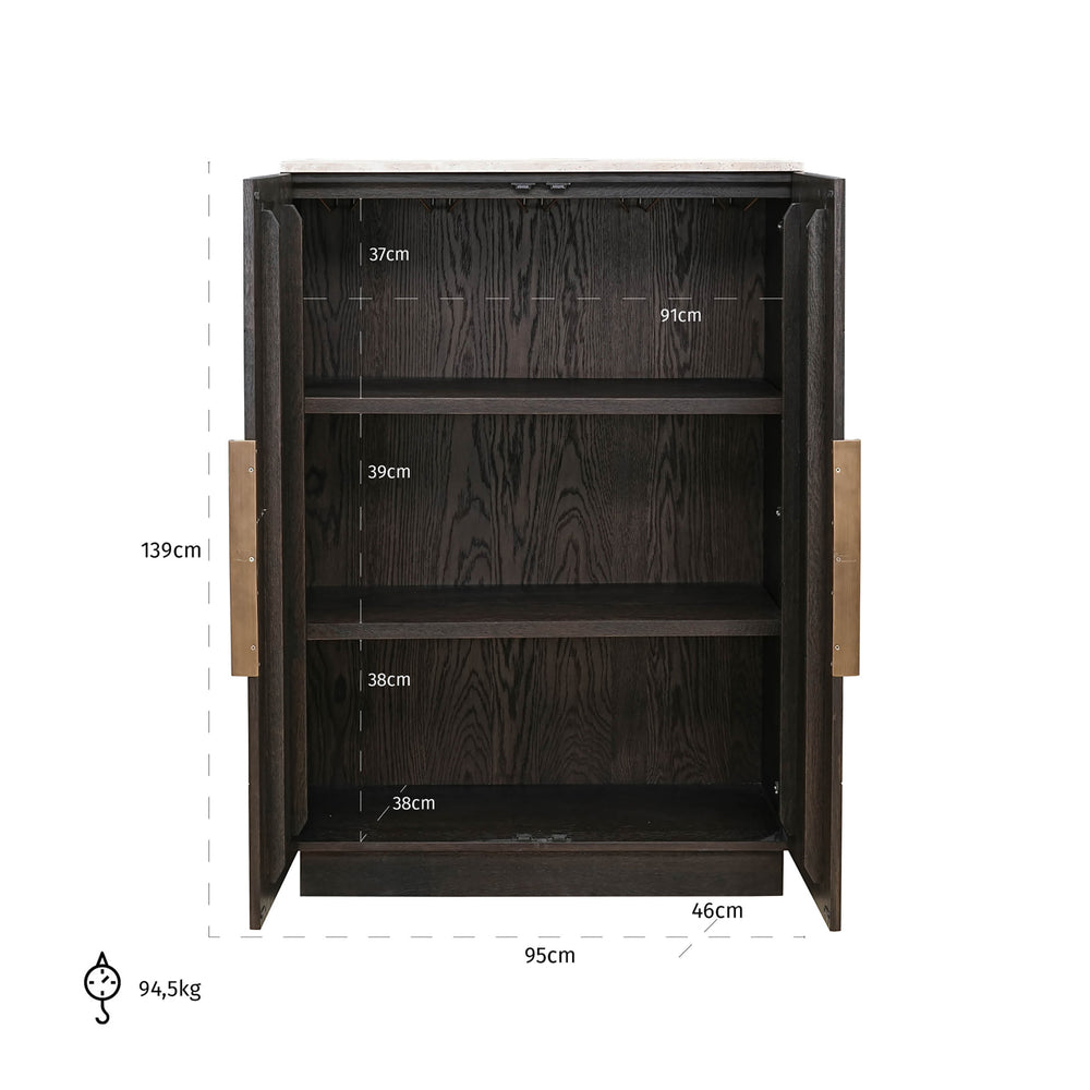 Dulap Claremont, maro – desen tehnic cu dimensiuni