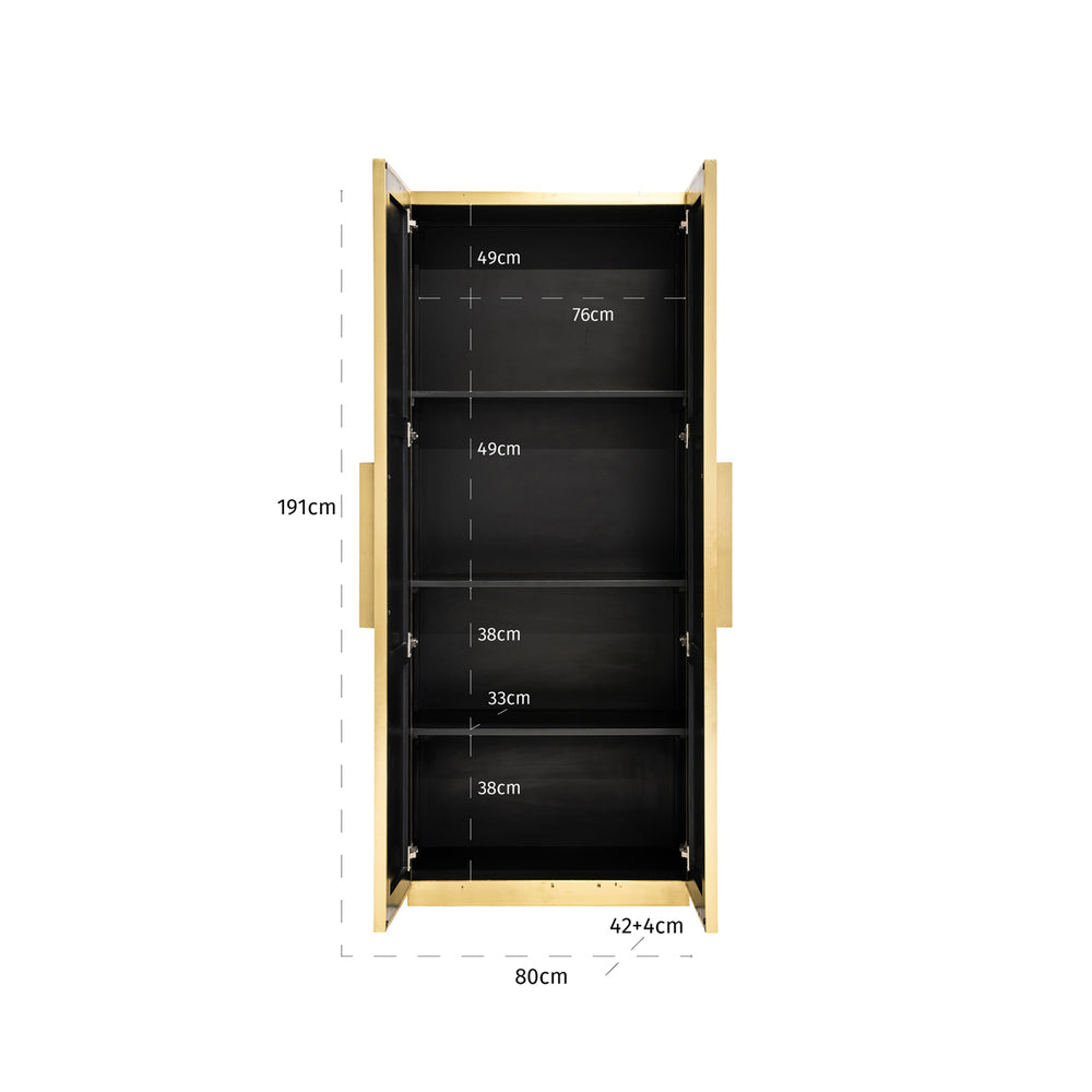 Dulap Ironville, auriu, L. 42 x l. 80 x Î. 191 cm – desen tehnic cu dimensiuni