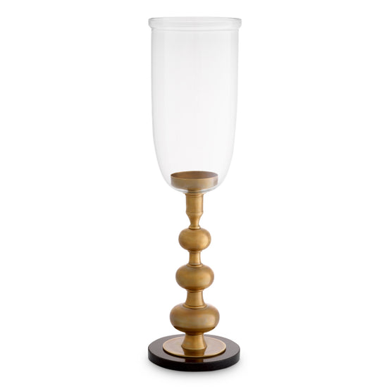Felinar decorativ Ashbourne, finisaj alamă vintage, sticlă transparentă
