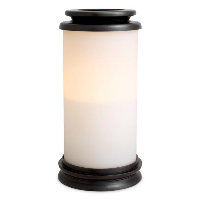 Felinar decorativ Carrington L, finisaj bronz, sticlă albă
