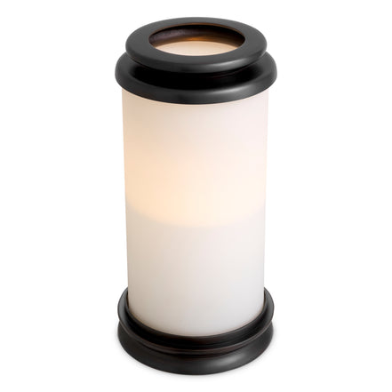 Felinar decorativ Carrington L, finisaj bronz, sticlă albă