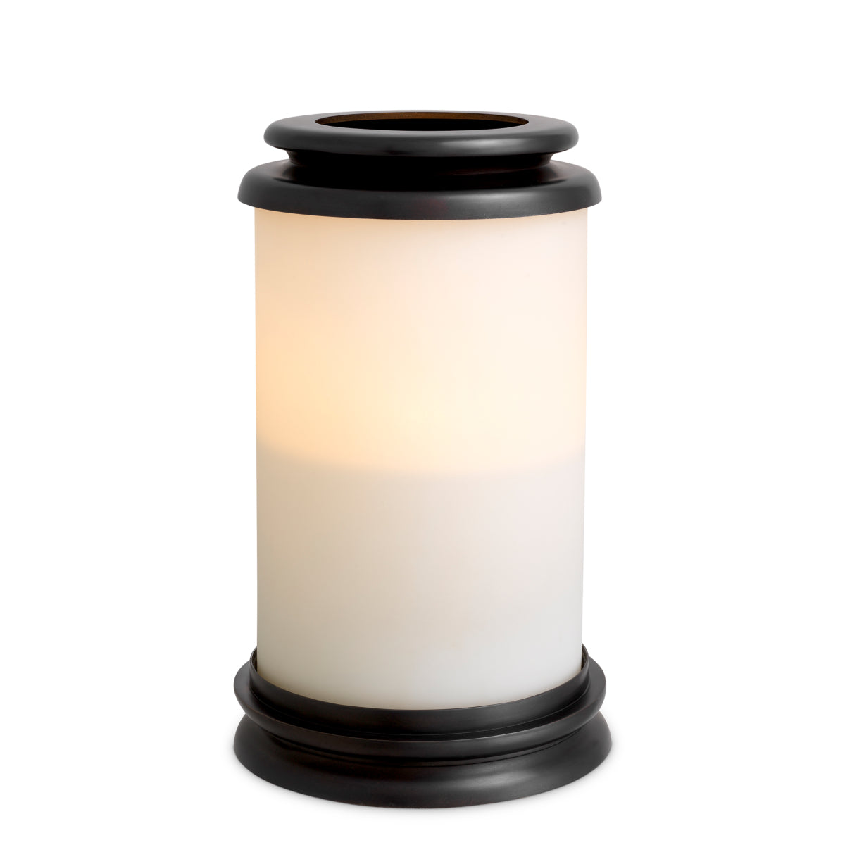 Felinar decorativ Carrington S, finisaj bronz, sticlă albă
