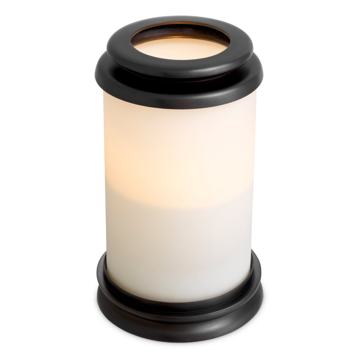 Felinar decorativ Carrington S, finisaj bronz, sticlă albă