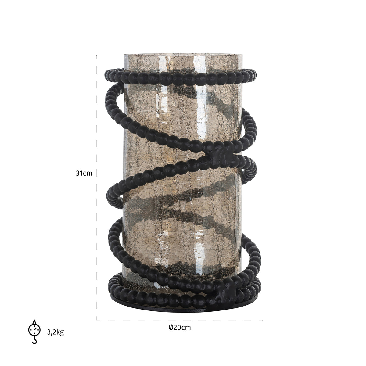 Felinar decorativ Edison, negru – desen tehnic cu dimensiuni