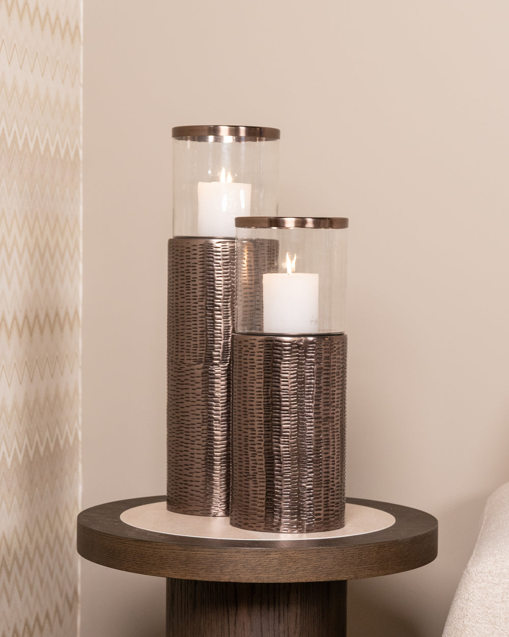 Felinar decorativ Faylen, bronz, L – ambient