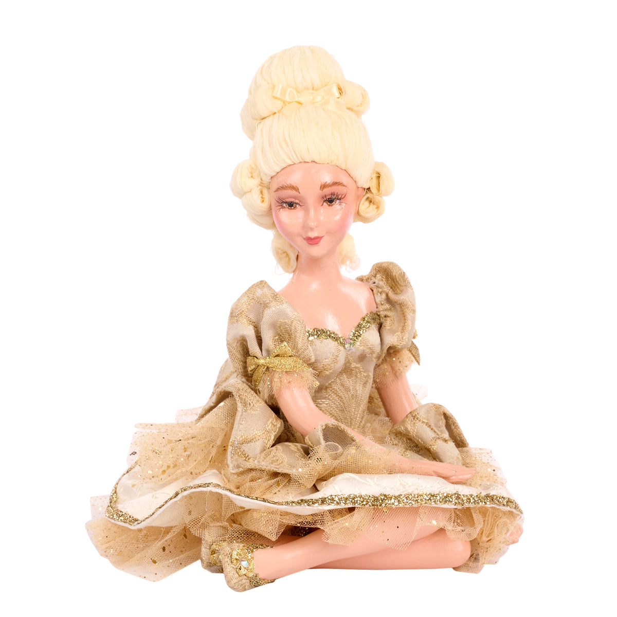 Figurină doamnă barocă așezată, auriu, 22 cm