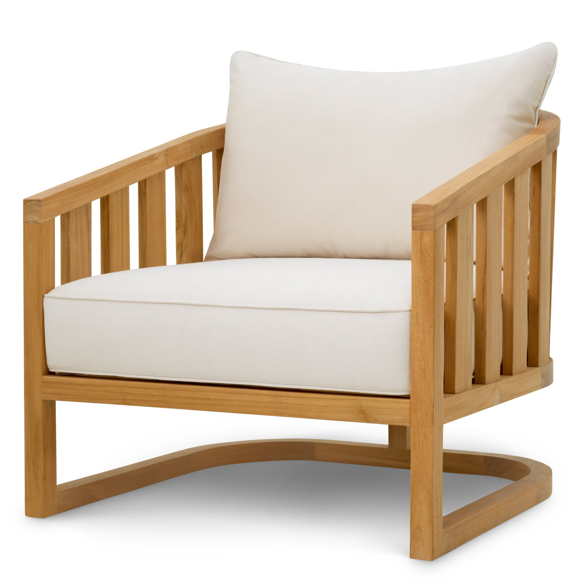 Fotoliu de exterior Aruba, tec natural, cu perne Sunbrella canvas
