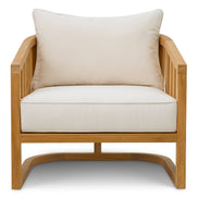 Fotoliu de exterior Aruba, tec natural, cu perne Sunbrella canvas