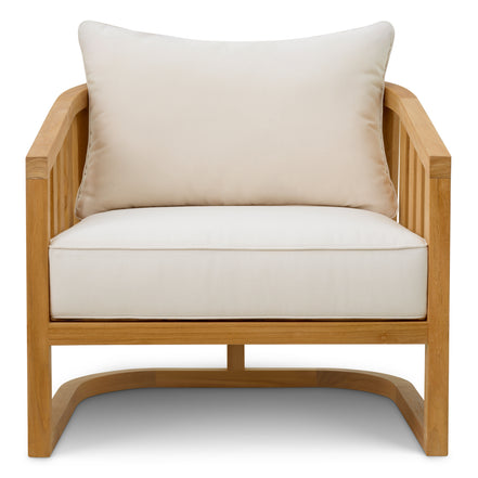Fotoliu de exterior Aruba, tec natural, cu perne Sunbrella canvas