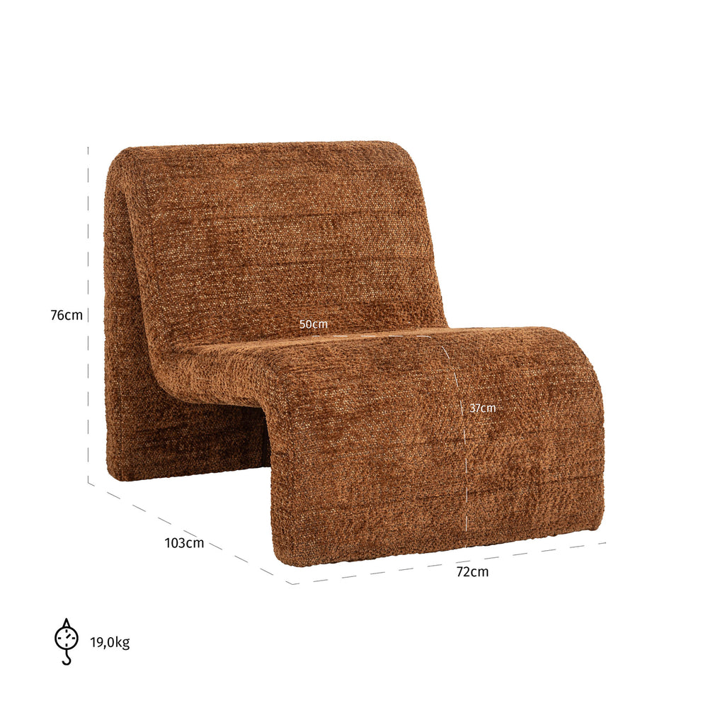 Fotoliu Kelly, lovely cinnamon – desen tehnic cu dimensiuni
