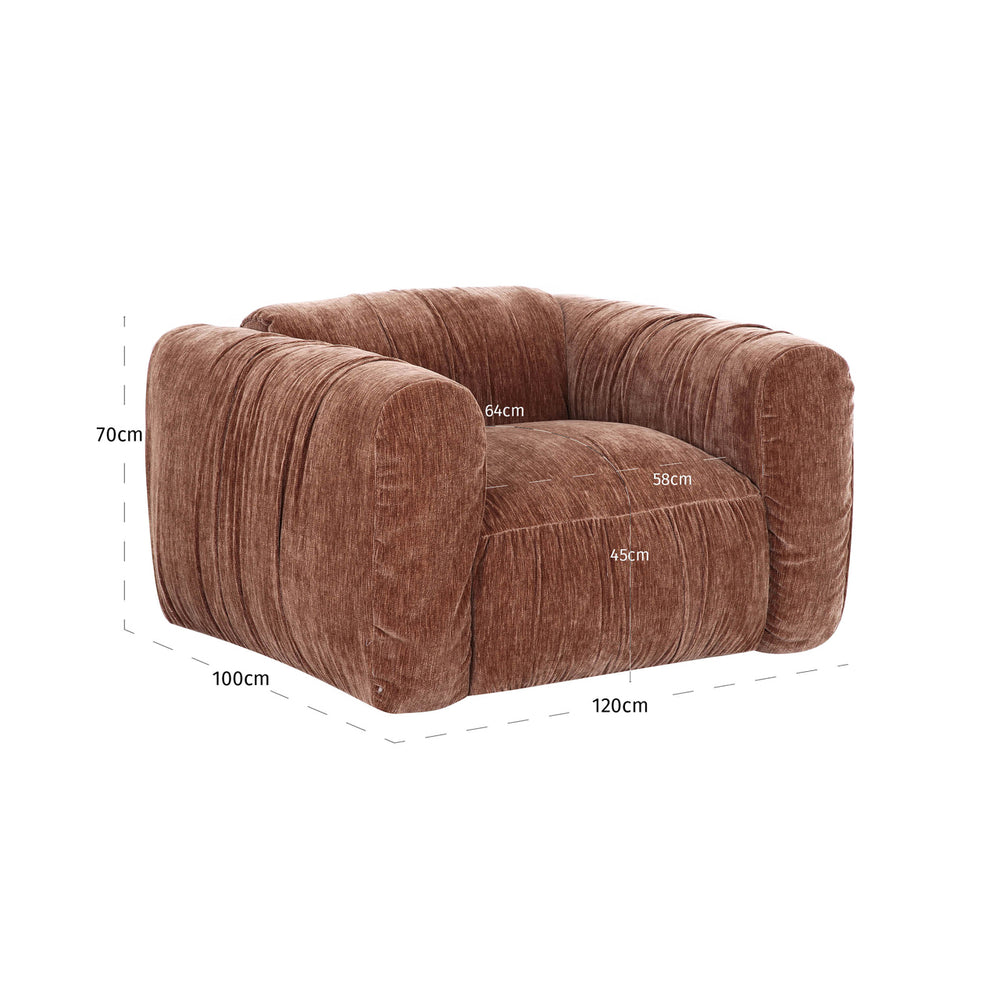 Fotoliu lounge Monty, be straight coffee – desen tehnic cu dimensiuni
