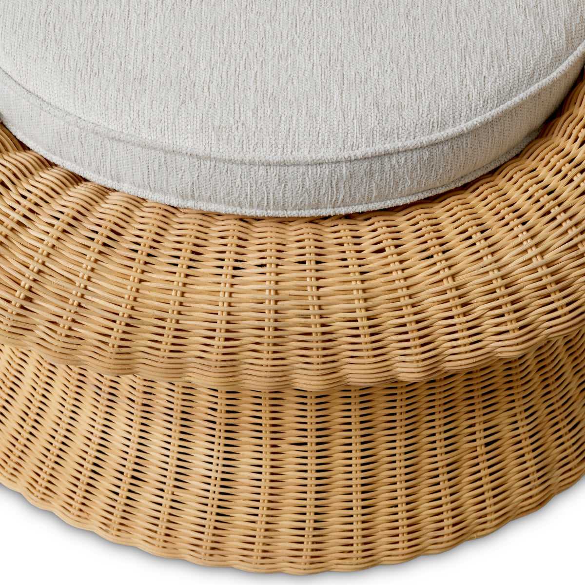 Fotoliu lounge Somerly, ratan natural, sentier crem