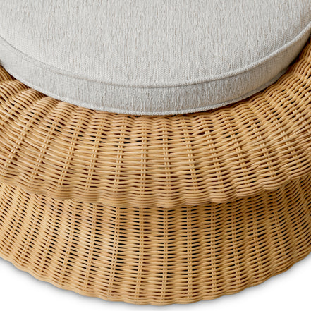 Fotoliu lounge Somerly, ratan natural, sentier crem