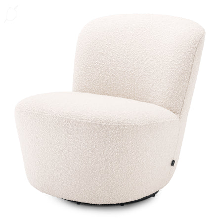 Fotoliu rotativ Doria, bouclé crem