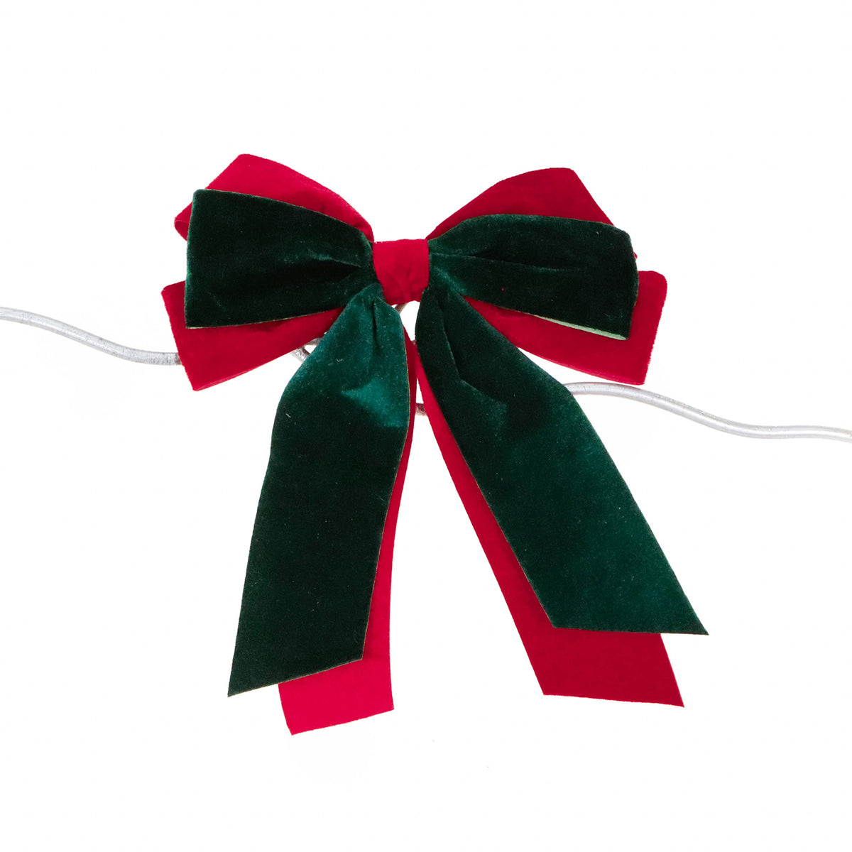 Fundă dublă din textil, pe clemă, roșu/verde, 28 cm