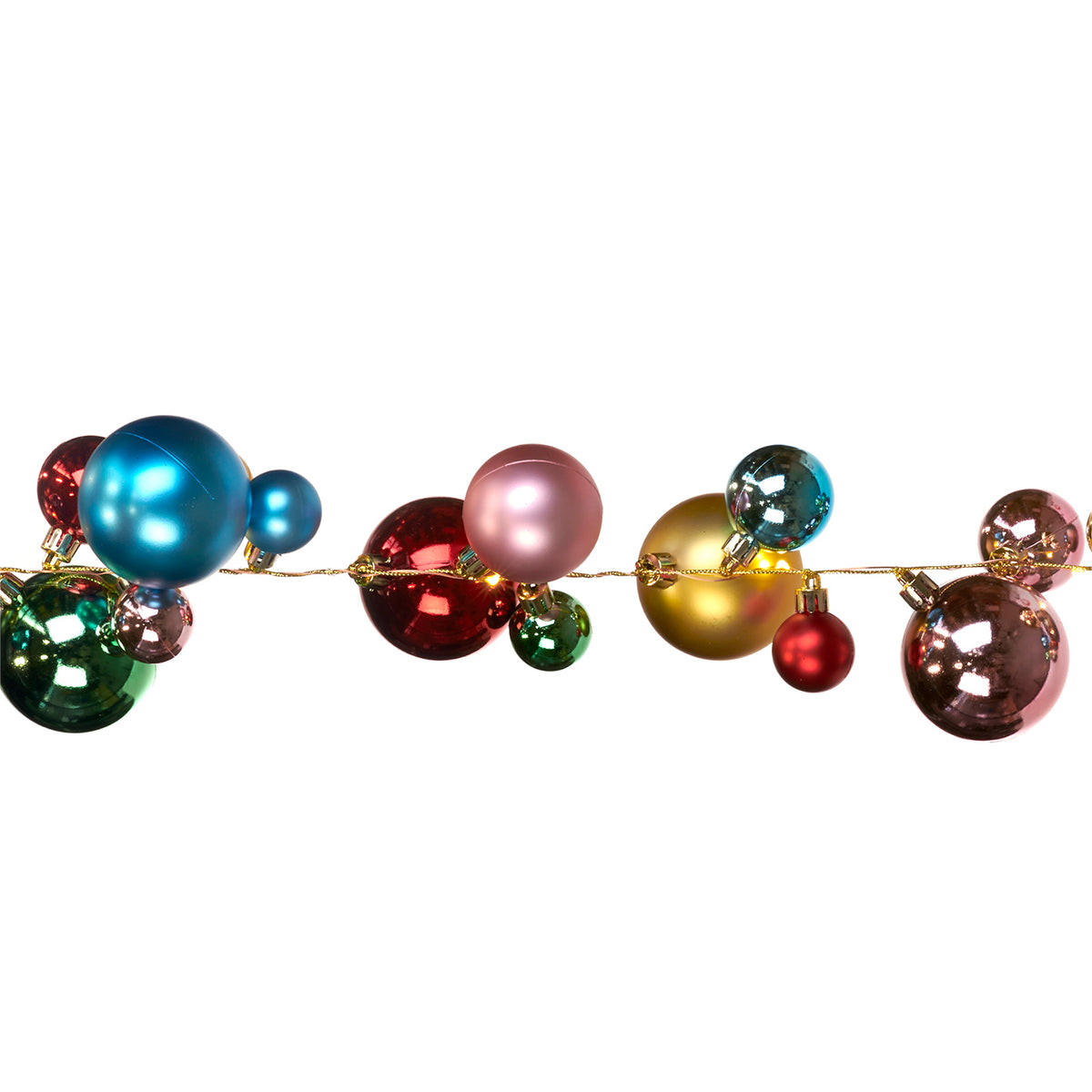 Ghirlandă cu globuri de Crăciun și lumini LED, multicolor, 183 cm