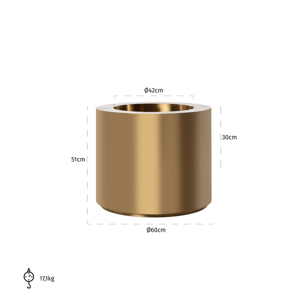 Ghiveci Donna, auriu periat, Ø 60 cm – desen tehnic cu dimensiuni
