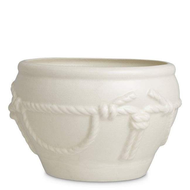Ghiveci Giverny, ceramică craclată alb-crem
