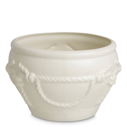 Ghiveci Giverny, ceramică craclată alb-crem