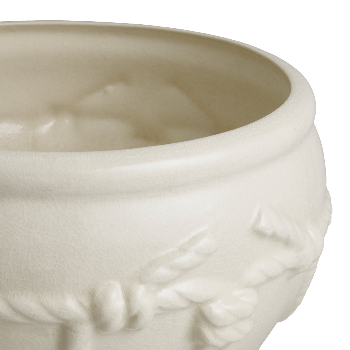 Ghiveci Giverny, ceramică craclată alb-crem