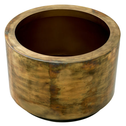 Ghiveci Jasper rotund L, finisaj alamă vintage
