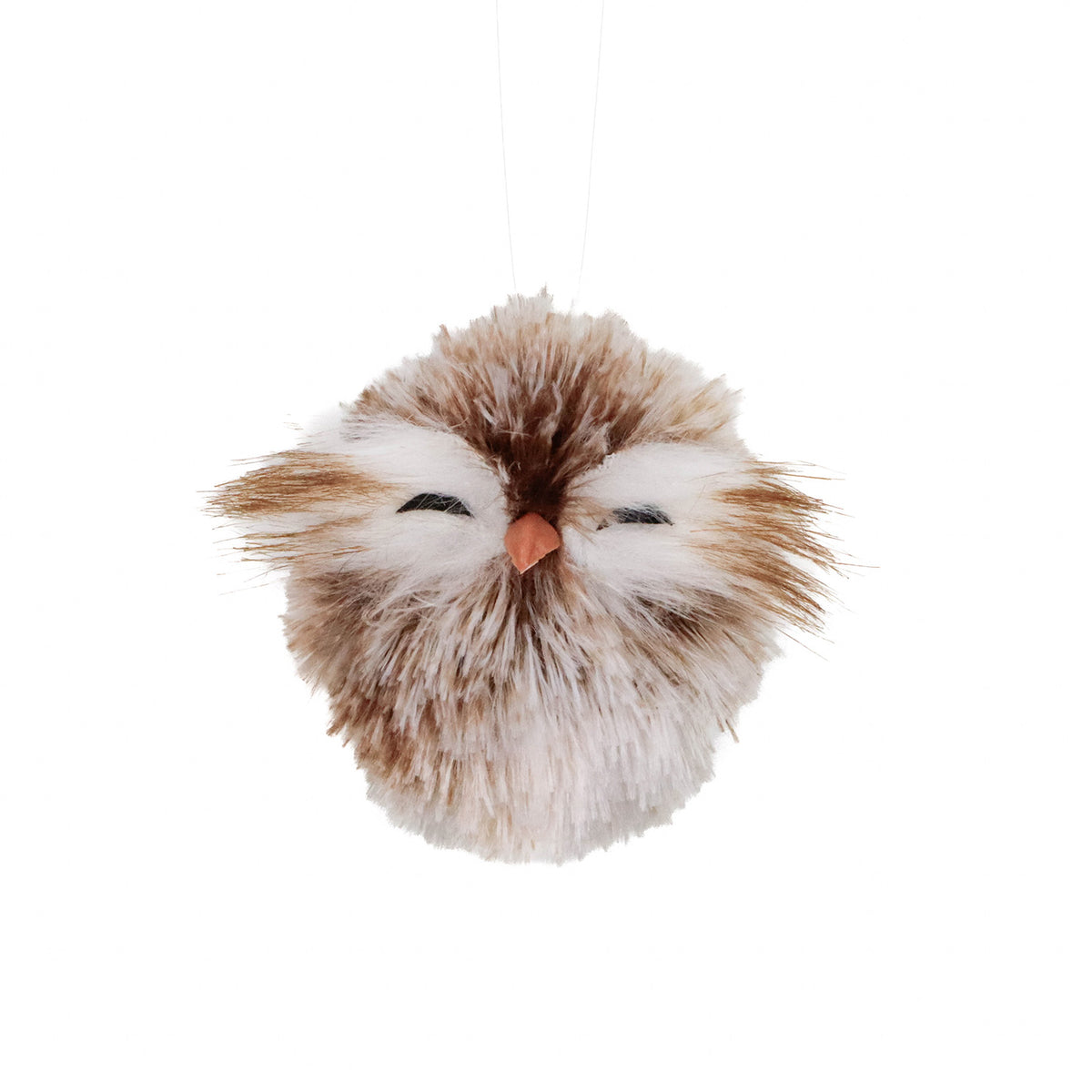 Glob bufniță din blăniță, maro/crem/alb, 7 cm