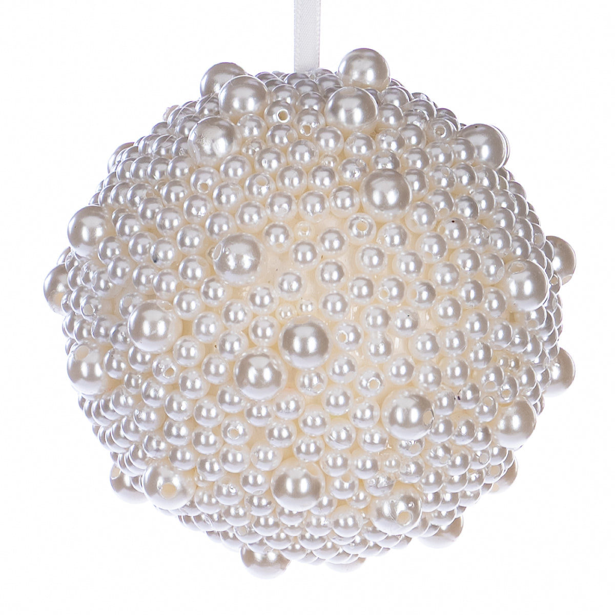 Glob cu perle, alb/crem, 10 cm